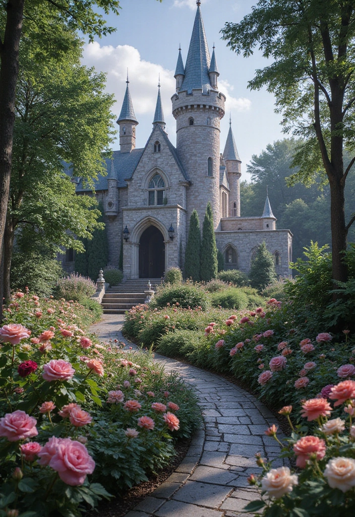 30 ACNH Flower Garden Designs Every Island Owner Will Love - 19. Fairy Tale Castle Garden