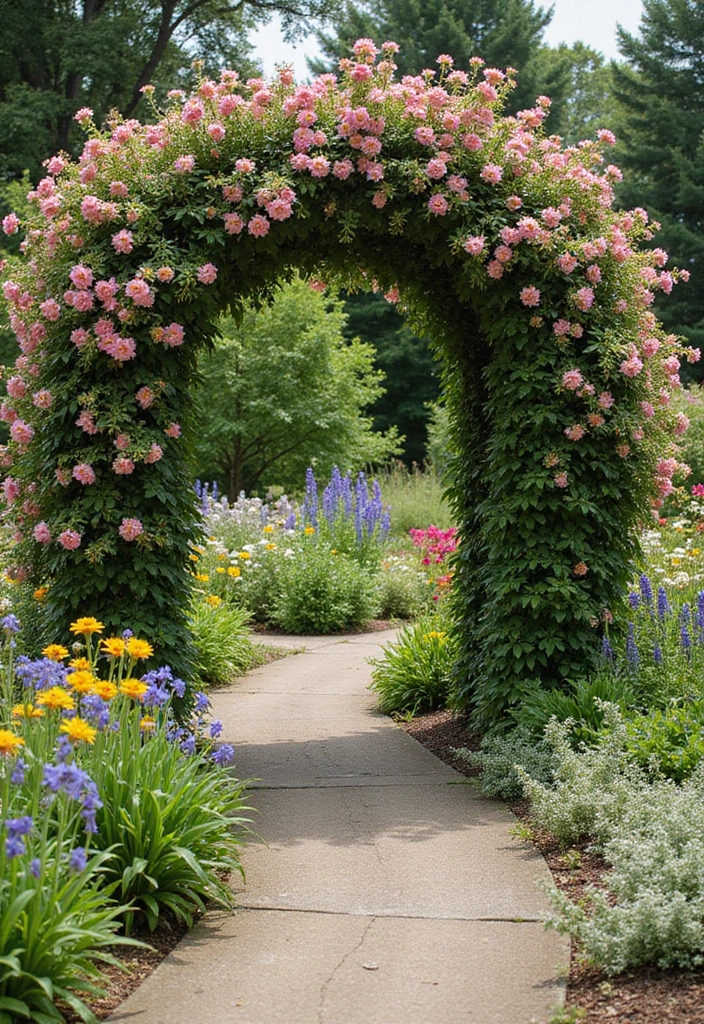 30 ACNH Flower Garden Designs Every Island Owner Will Love - 8. Floral Archway Garden