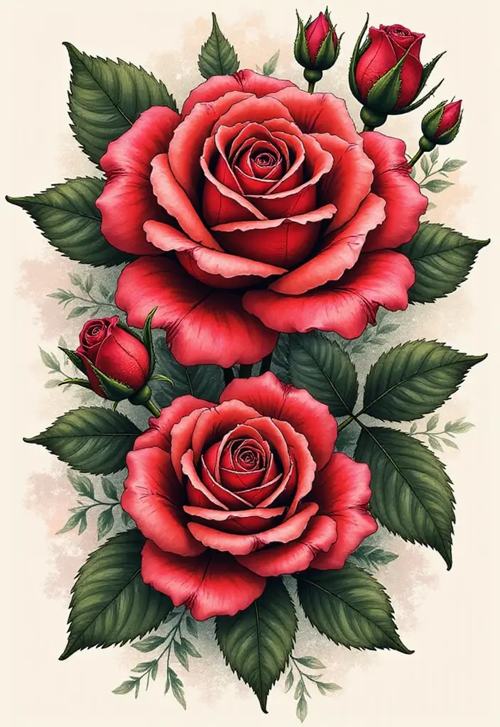30+ American Traditional Flower Tattoo Inspirations for Gardeners - 1. Bold Roses: A Timeless Classic