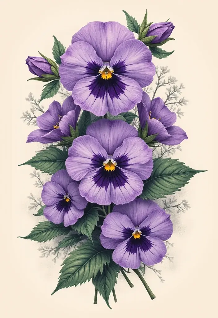 30+ American Traditional Flower Tattoo Inspirations for Gardeners - 11. Violets: A Touch of Whimsy