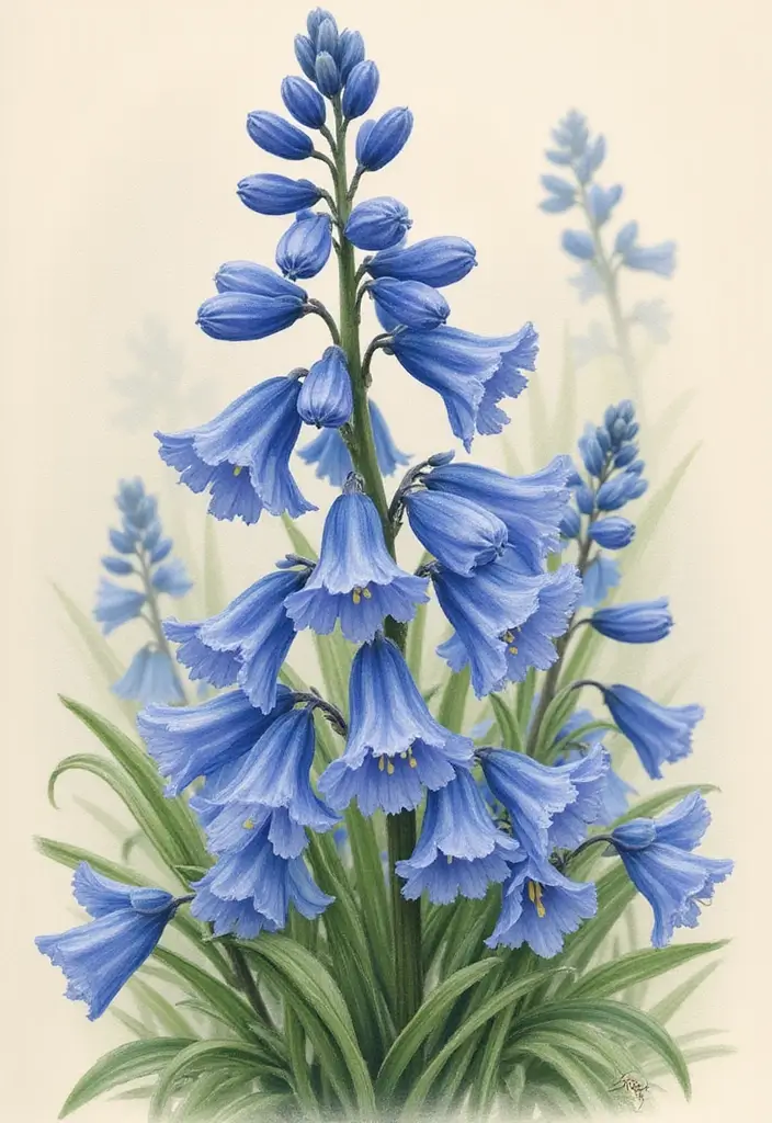 30+ American Traditional Flower Tattoo Inspirations for Gardeners - 16. Bluebells: Musical and Charming