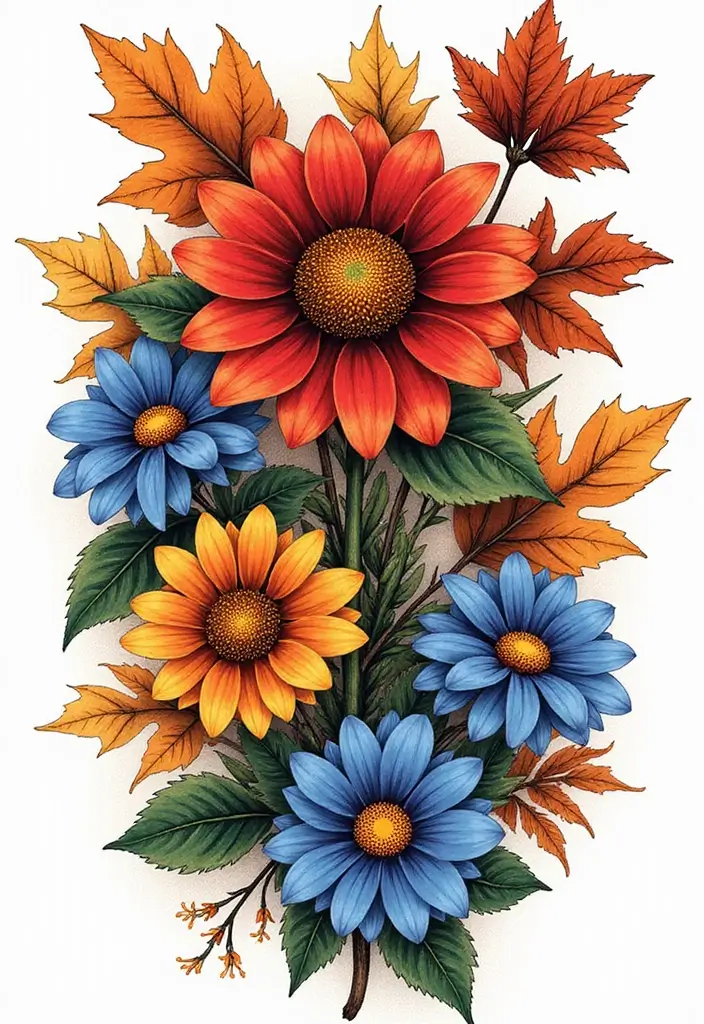 30+ American Traditional Flower Tattoo Inspirations for Gardeners - 19. Asters: A Touch of Autumn