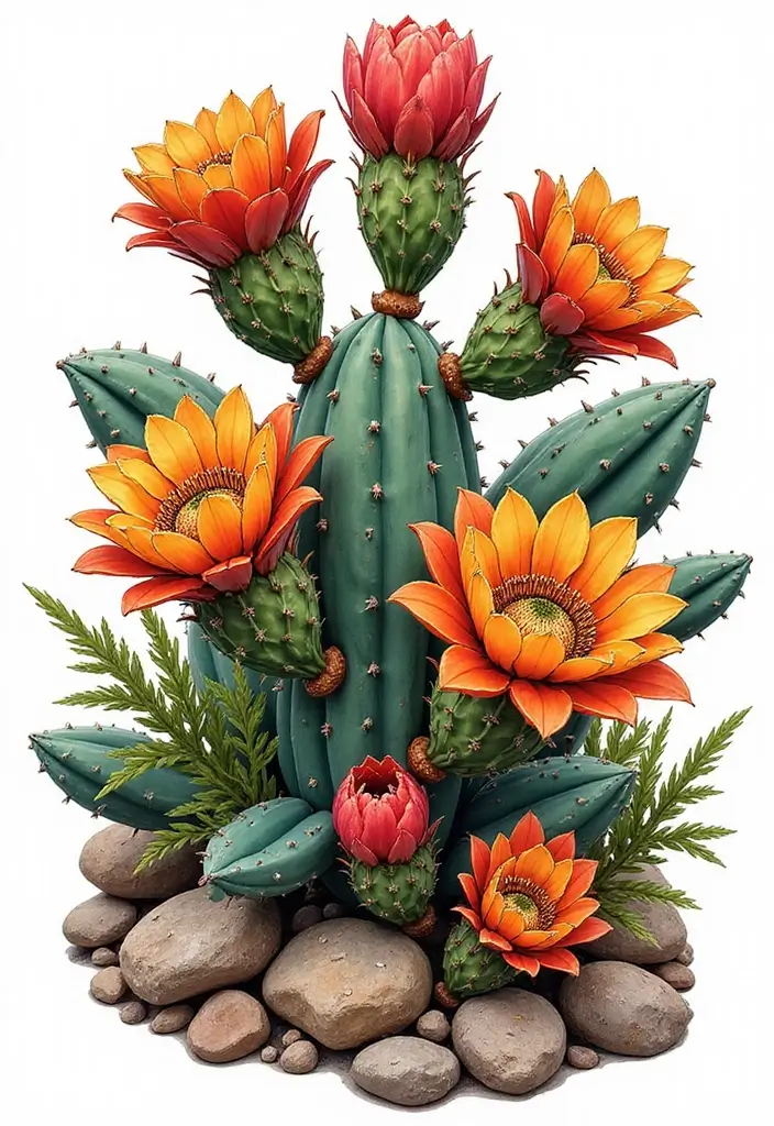 30+ American Traditional Flower Tattoo Inspirations for Gardeners - 24. Cacti Flowers: Resilience in Bloom