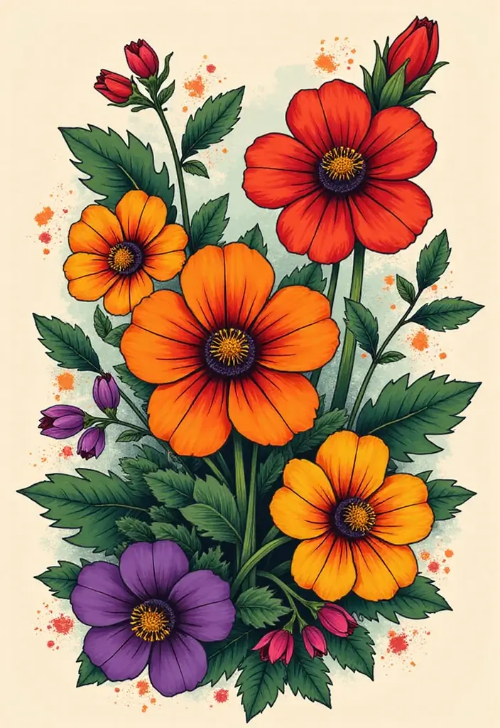 30+ American Traditional Flower Tattoo Inspirations for Gardeners - 30. Nasturtiums: Bold and Beautiful