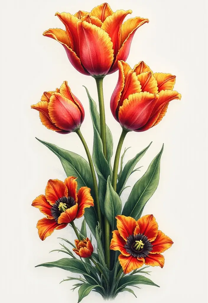 30+ American Traditional Flower Tattoo Inspirations for Gardeners - 4. Tulips: A Touch of Elegance