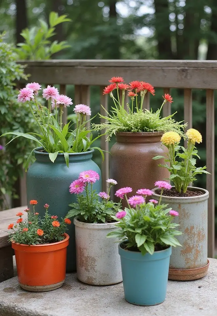 30+ Big Flower Pot Ideas That Make a Bold Statement - 12. Unique Repurposed Containers