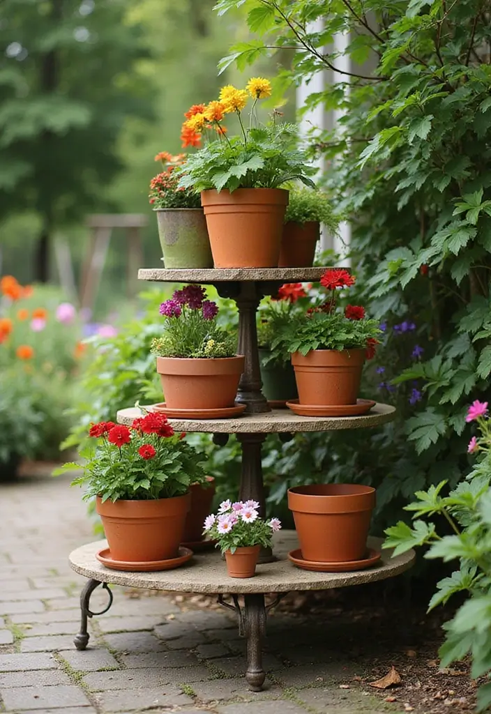 30+ Big Flower Pot Ideas That Make a Bold Statement - 22. Tiered Plant Stands