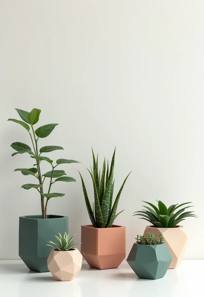 30+ Big Flower Pot Ideas That Make a Bold Statement - 3. Modern Geometric Pots