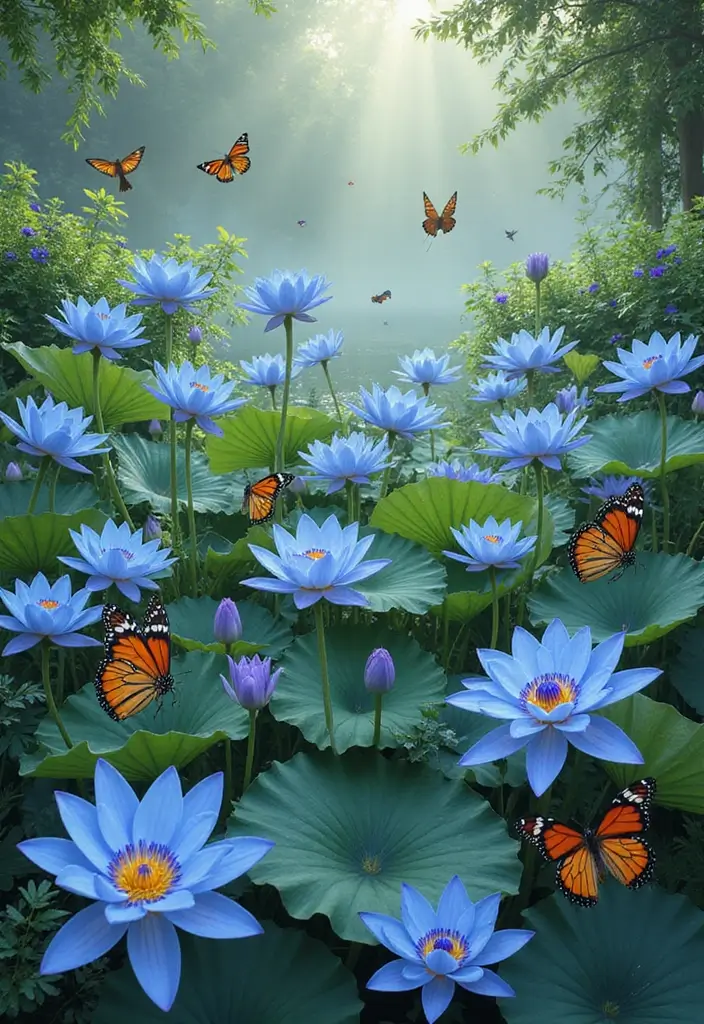 30 Blue Lotus Flower Inspirations for Gardens, Decor, and Symbolism - 11. Attracting Wildlife with Blue Lotus