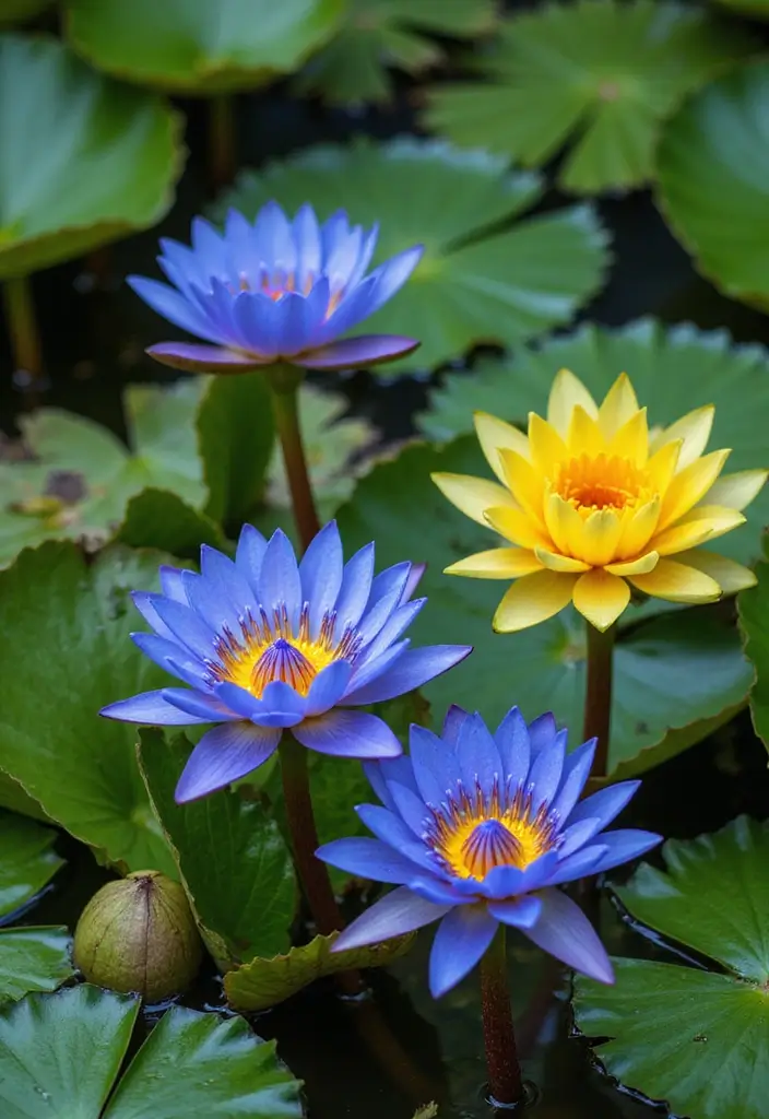 30 Blue Lotus Flower Inspirations for Gardens, Decor, and Symbolism - 3. Pairing with Other Aquatic Plants