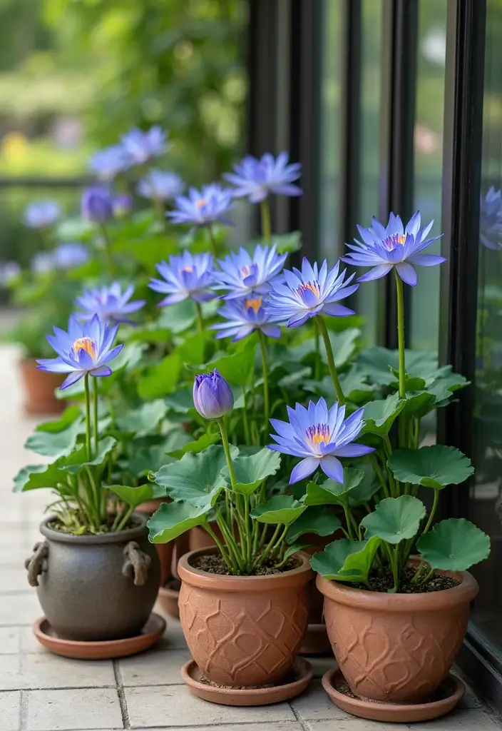 30 Blue Lotus Flower Inspirations for Gardens, Decor, and Symbolism - 4. Containers for Blue Lotus Plants