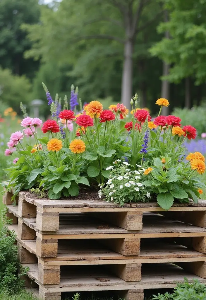30+ Cheap Flower Bed Edging Ideas That Still Look Stylish - 1. Upcycled Wooden Pallets