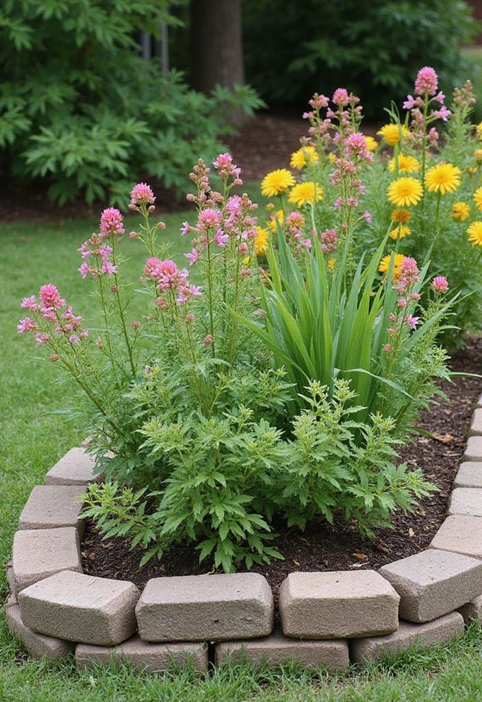 30+ Cheap Flower Bed Edging Ideas That Still Look Stylish - 13. Cinder Blocks