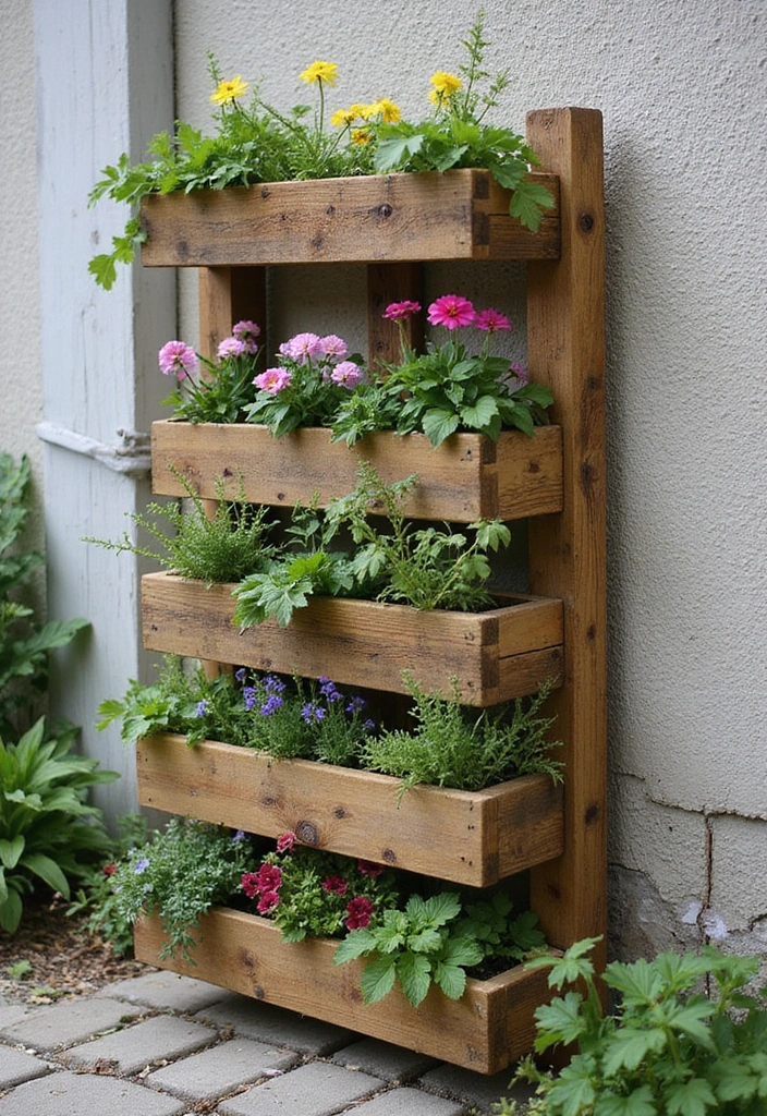 30 Clever Flower Box Ideas to Beautify Windows and Patios - 1. Vertical Wooden Pallet Planters