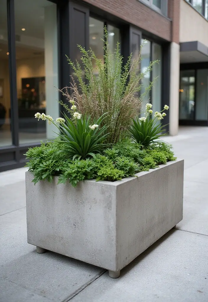 30 Clever Flower Box Ideas to Beautify Windows and Patios - 10. Concrete Planter Boxes