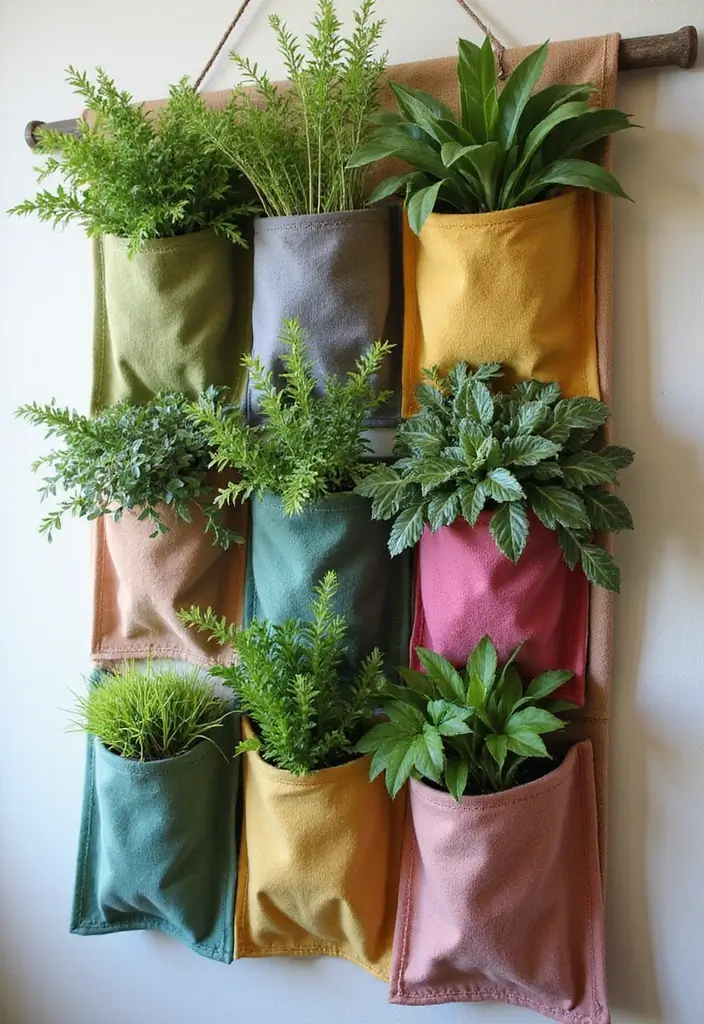 30 Clever Flower Box Ideas to Beautify Windows and Patios - 15. Fabric Pocket Planters