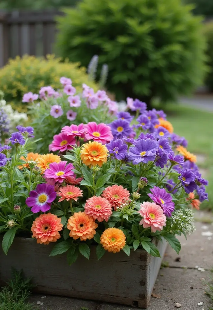 30 Clever Flower Box Ideas to Beautify Windows and Patios - 20. Perennial Mixed Flower Boxes