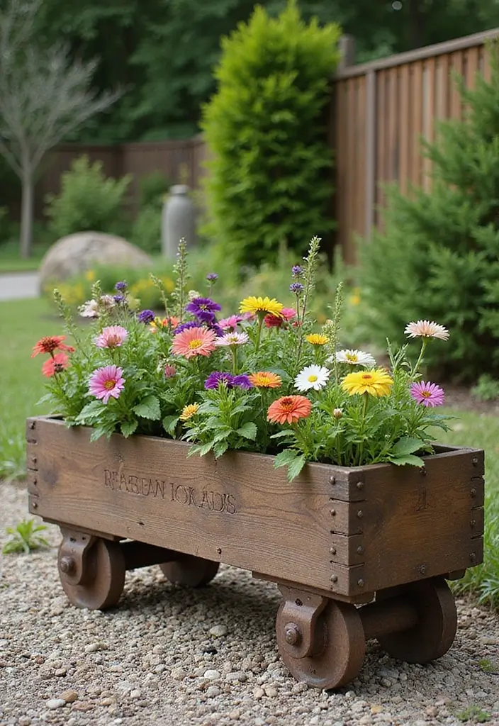 30 Clever Flower Box Ideas to Beautify Windows and Patios - 22. Rustic Railway Sleeper Planters