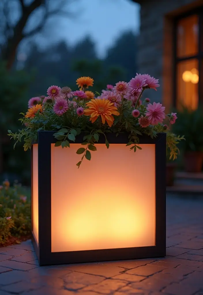 30 Clever Flower Box Ideas to Beautify Windows and Patios - 23. Light Box Planters