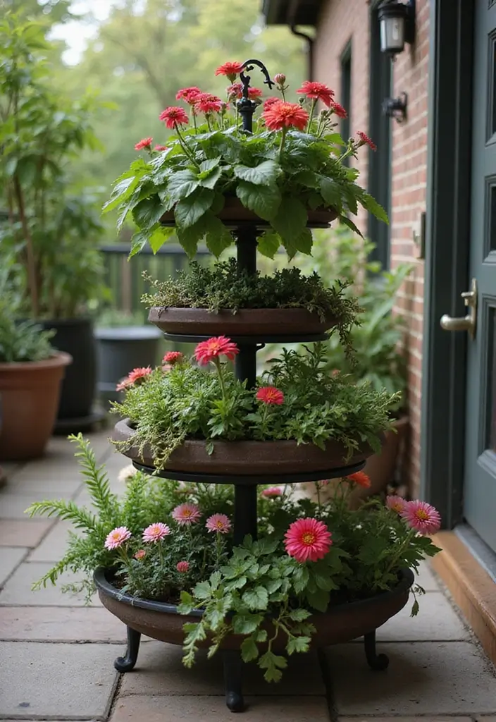 30 Clever Flower Box Ideas to Beautify Windows and Patios - 3. Tiered Planter Stands
