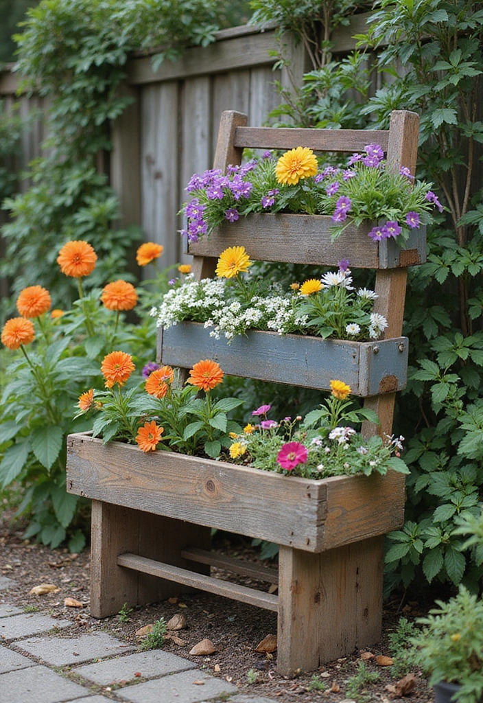 30 Clever Flower Box Ideas to Beautify Windows and Patios - 9. Repurposed Furniture Planters