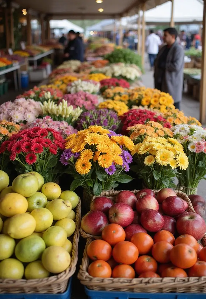 30 Creative Farmers Market Flower Display Ideas to Attract Shoppers - 4. Color-Themed Seasonal Displays