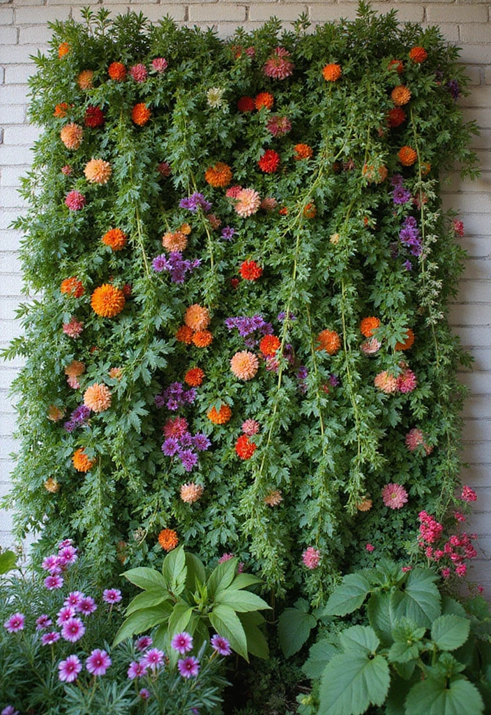 30+ Creative Flower Box Arrangements for Every Season - 10. Vertical Garden Wall: A Living Canvas