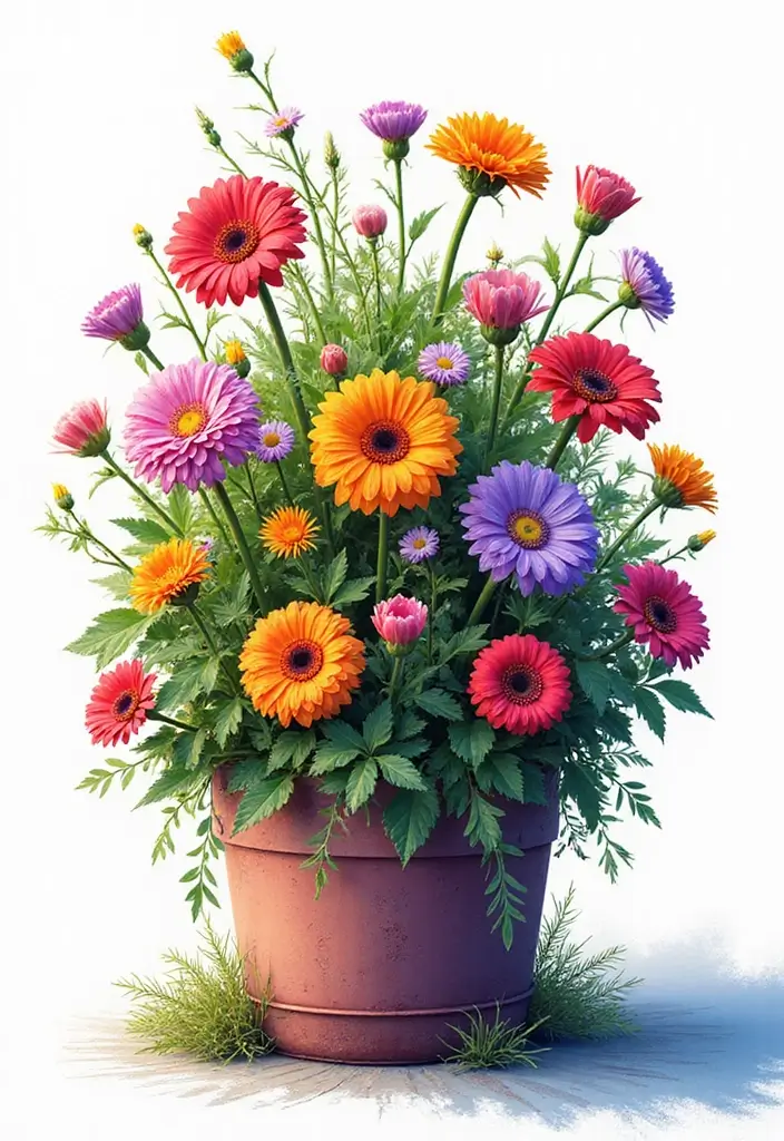 30+ Creative Flower Box Arrangements for Every Season - 18. Whimsical Color Fusion: Unique Blends