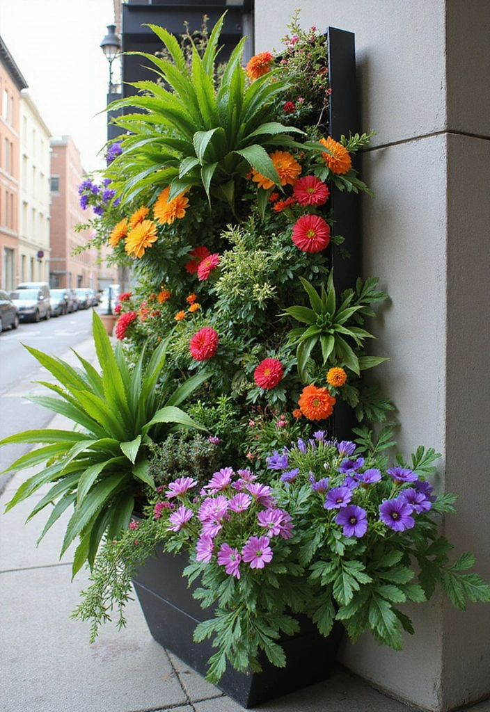 30+ Creative Flower Box Arrangements for Every Season - 23. Edgy Urban Garden: Bold Foliage Mix