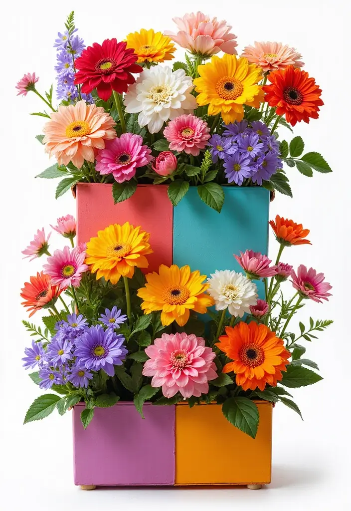 30+ Creative Flower Box Arrangements for Every Season - 6. Color Blocking: Bold and Bright