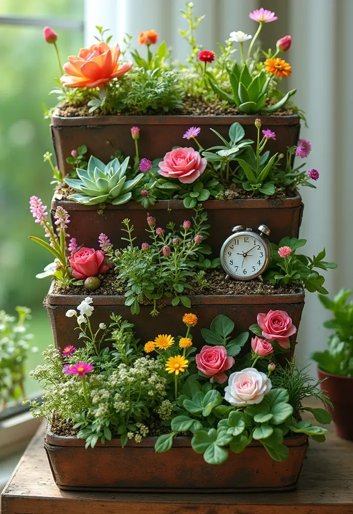 30+ Creative Flower Box Arrangements for Every Season - 8. Whimsical Fairy Garden: Miniature Magic
