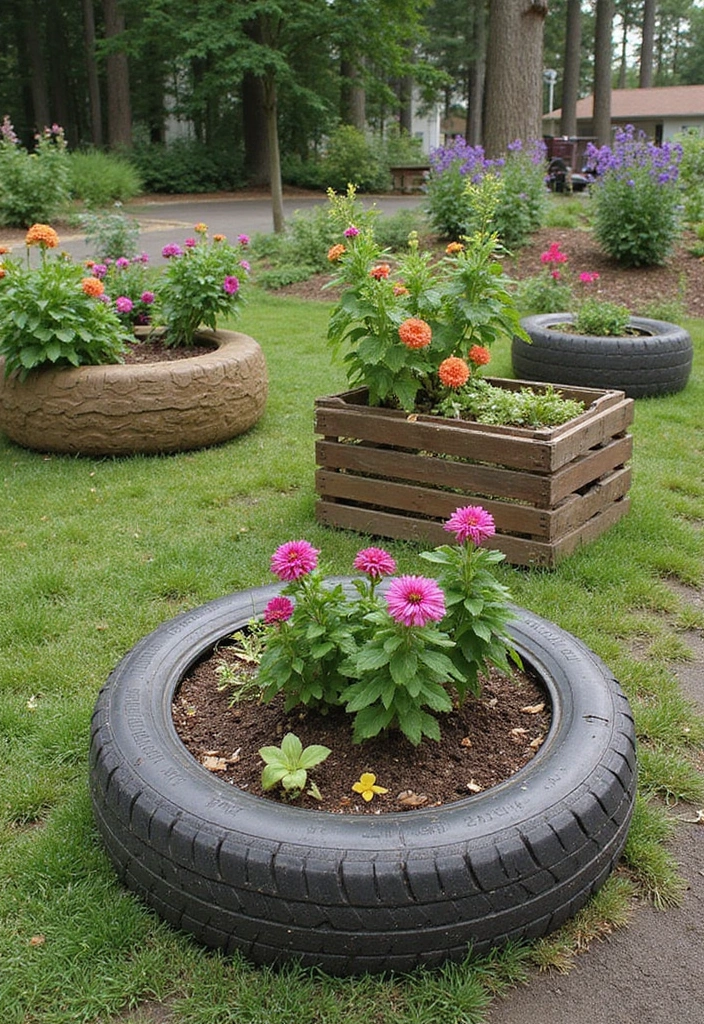 30+ Creative Flower Planting Ideas You’ll Want to Try This Season - 7. Recycled Materials for Planters