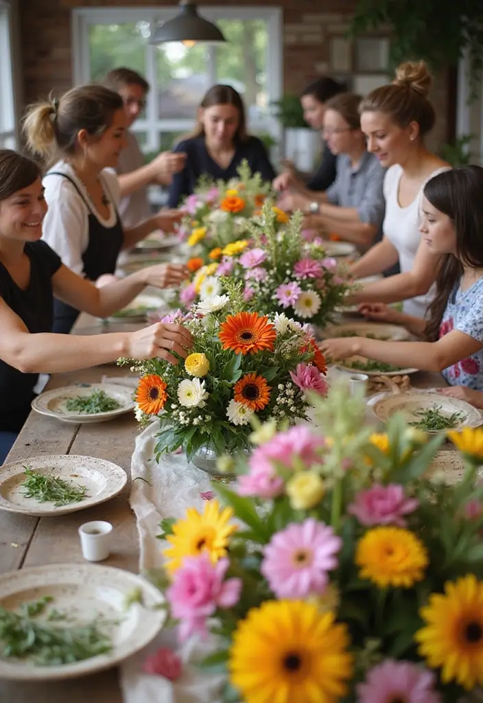 30+ Creative Flower Workshop Ideas for Beginners and Pros - 10. Interactive Flower Arranging Parties
