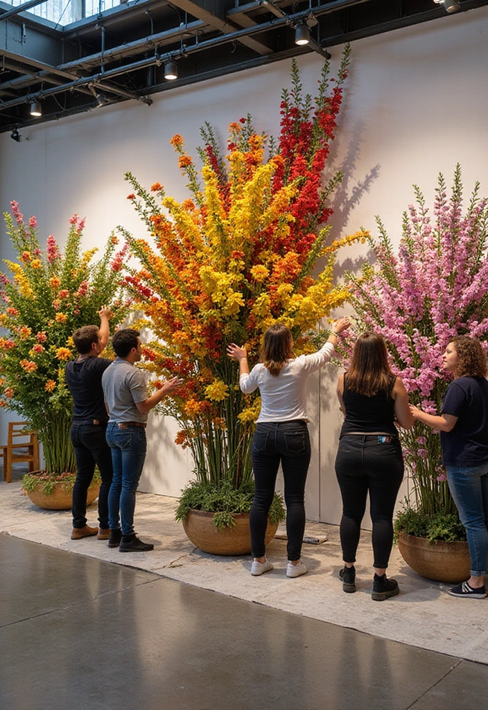 30+ Creative Flower Workshop Ideas for Beginners and Pros - 15. Flower Installation Workshops
