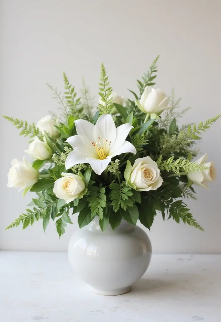 30 Cute Flower Bouquet Ideas Perfect for Surprising Your Girlfriend - 13. Classic White and Green