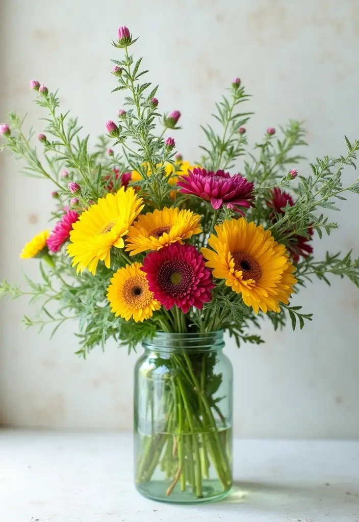 30 Cute Flower Bouquet Ideas Perfect for Surprising Your Girlfriend - 18. Fresh Herb and Flower Fusion