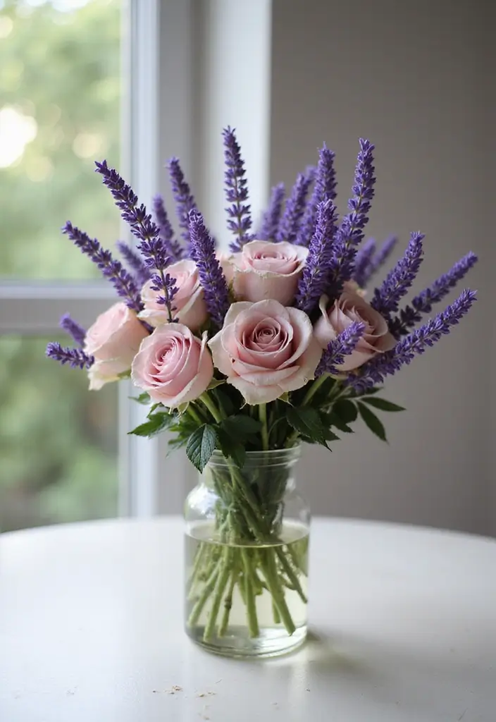 30 Cute Flower Bouquet Ideas Perfect for Surprising Your Girlfriend - 27. Loving Lavender and Rose Combo