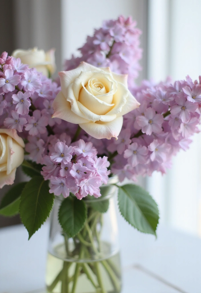 30 Cute Flower Bouquet Ideas Perfect for Surprising Your Girlfriend - 30. Delightful Lilac and Cream Blends