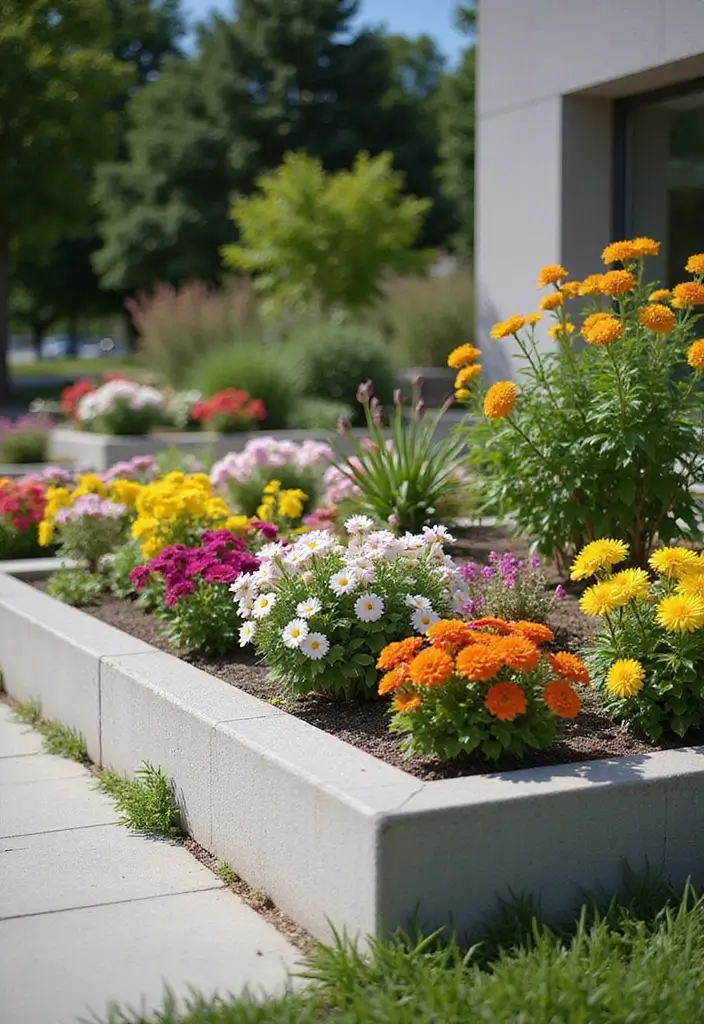 30 DIY Flower Bed Border Ideas You Can Try This Weekend - 8. Concrete Block Edging