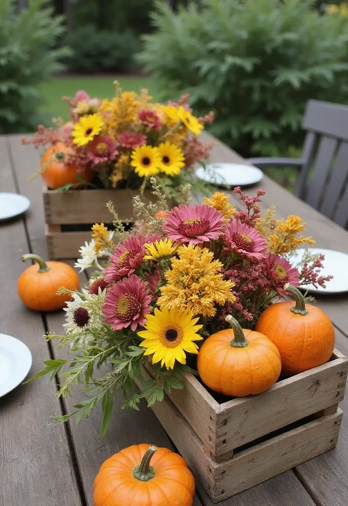 30 Fall Outdoor Flower Arrangement Ideas That Add Warmth 13 30 Fall Outdoor Flower Arrangement Ideas That Add Warmth - 13. Simple Wooden Crate Arrangements