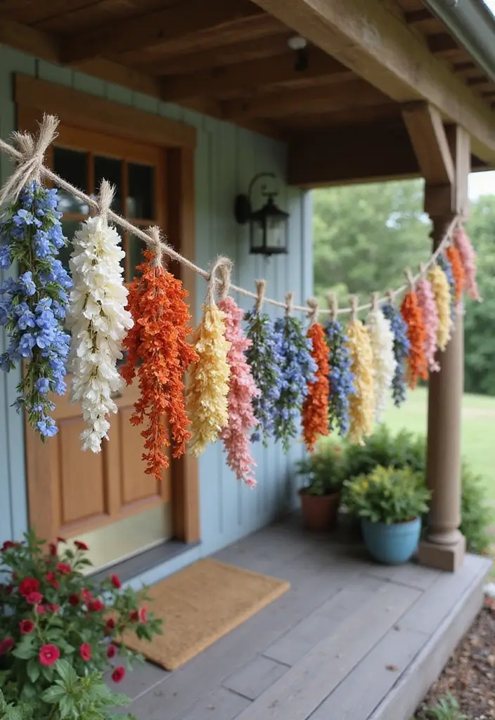30 Fall Outdoor Flower Arrangement Ideas That Add Warmth 25 30 Fall Outdoor Flower Arrangement Ideas That Add Warmth - 25. Dried Flower Bunting