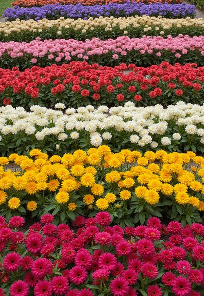 30+ Flower Bed Designs for the Front of Your House That Wow Neighbors - 3. Colorful Tiered Flower Bed