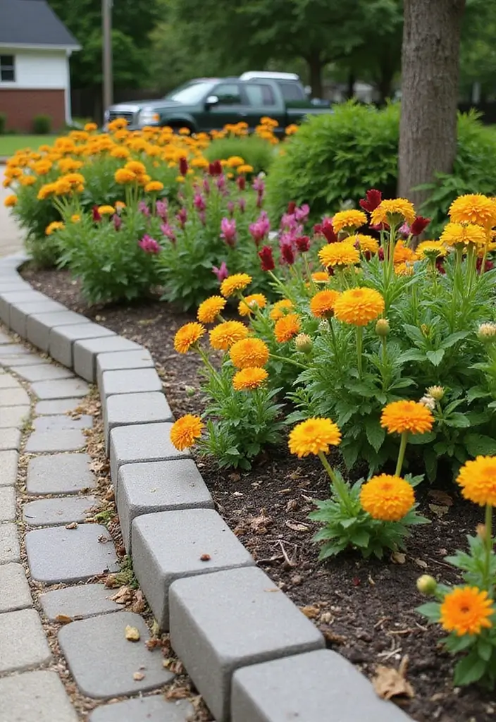 30 Flower Bed Edging Ideas to Define and Upgrade Your Garden 13. Paver Stone Edging