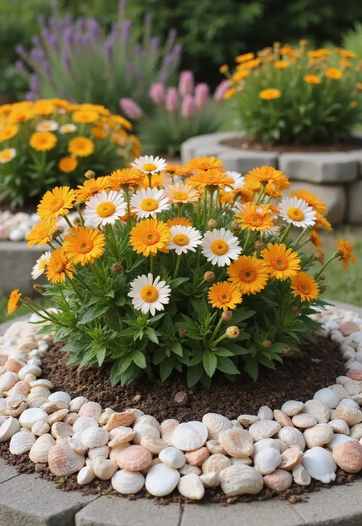 30 Flower Bed Edging Ideas to Define and Upgrade Your Garden 15. Shell Edging