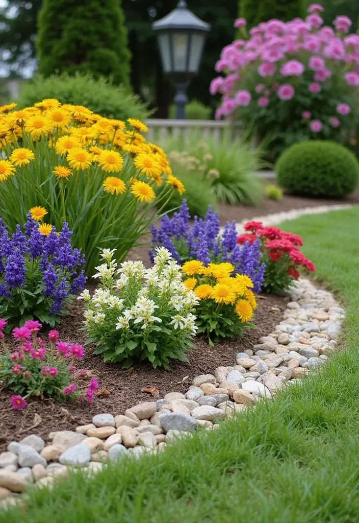 30 Flower Bed Edging Ideas to Define and Upgrade Your Garden 16. Stone Mulch Edging