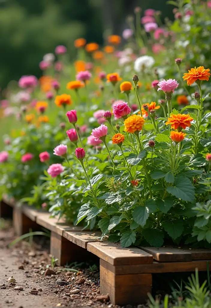 30 Flower Bed Edging Ideas to Define and Upgrade Your Garden 19. Pallet Edging