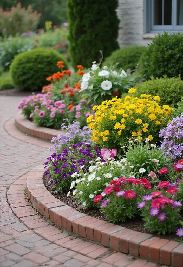 30 Flower Bed Edging Ideas to Define and Upgrade Your Garden 26. Herringbone Brick Pattern