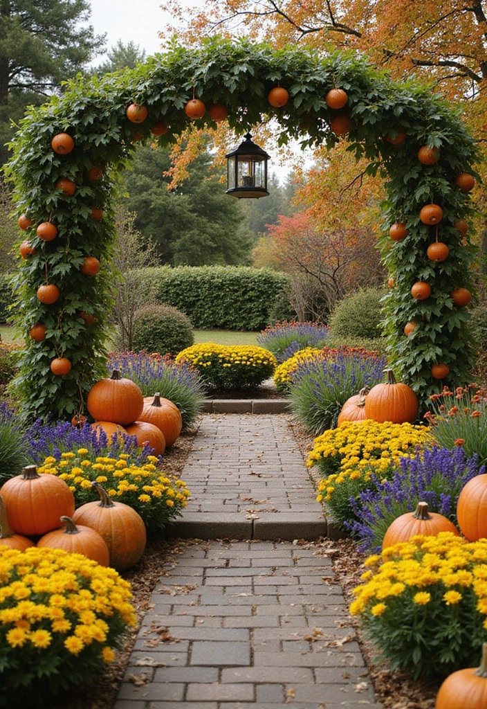 30+ Flower Border Garden Designs for a Polished Look - 27. Flower Borders with Seasonal Decor