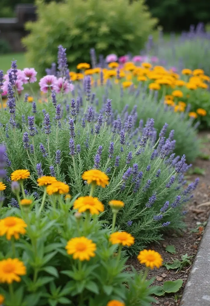30+ Flower Border Garden Designs for a Polished Look - 5. Herb and Flower Combination
