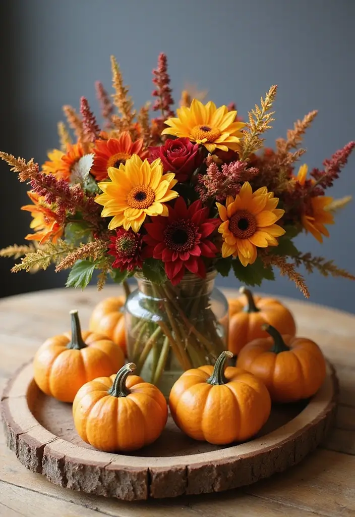 30 Flower Bouquet Arrangement Ideas for Every Occasion - 22. Delightful Thanksgiving Centerpiece